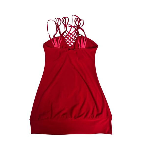 Y2K 90s Women’s Bedazzled Criss Cross Tank Top Red Size Small Vintage - Picture 9 of 12